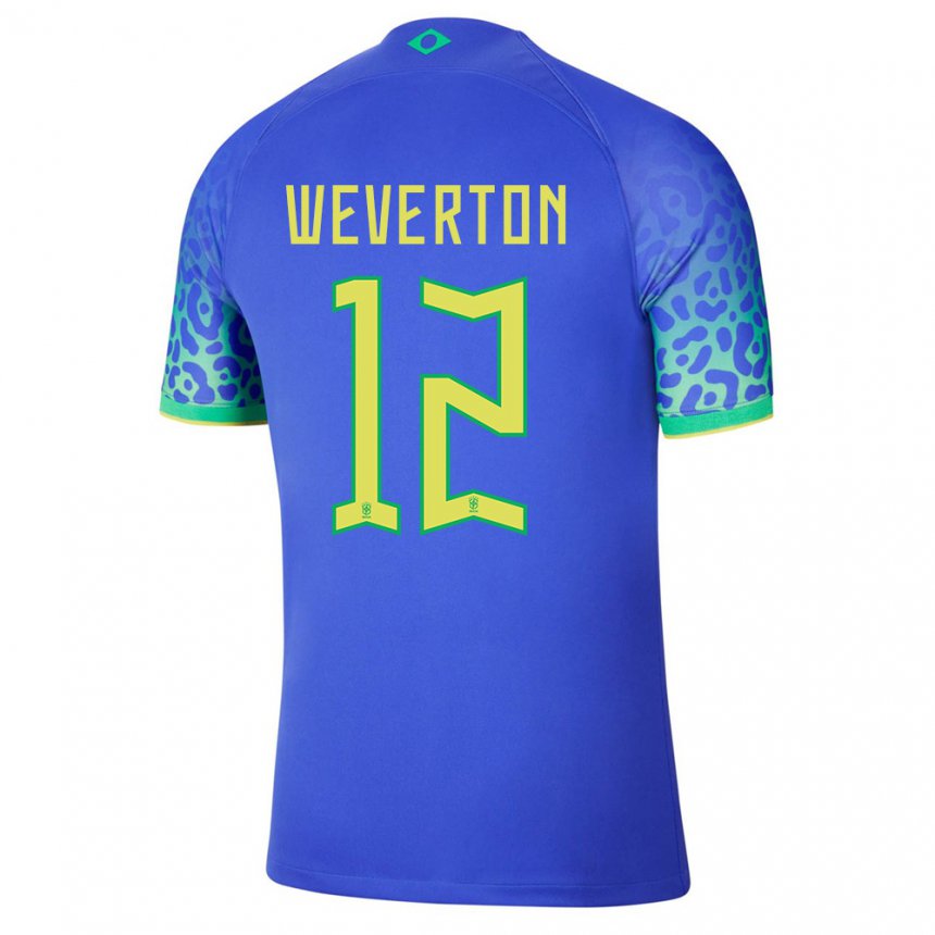 Hombre Camiseta Brasil Weverton #12 Azul 2ª Equipación 22-24 La Camisa