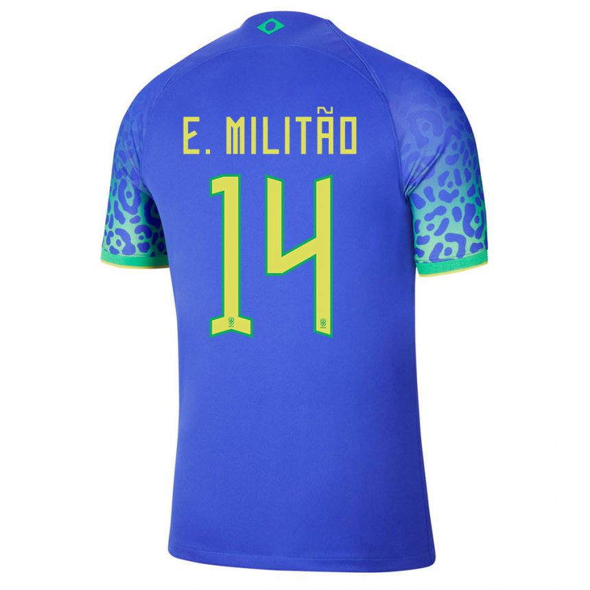 Hombre Camiseta Brasil Eder Militao #14 Azul 2ª Equipación 22-24 La Camisa