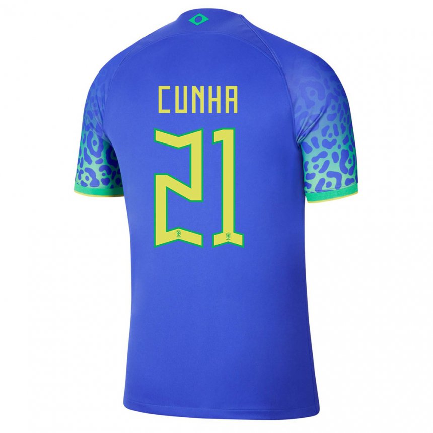 Hombre Camiseta Brasil Matheus Cunha #21 Azul 2ª Equipación 22-24 La Camisa