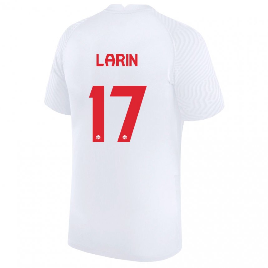 Hombre Camiseta Canadá Cyle Larin #17 Blanco 2ª Equipación 22-24 La Camisa