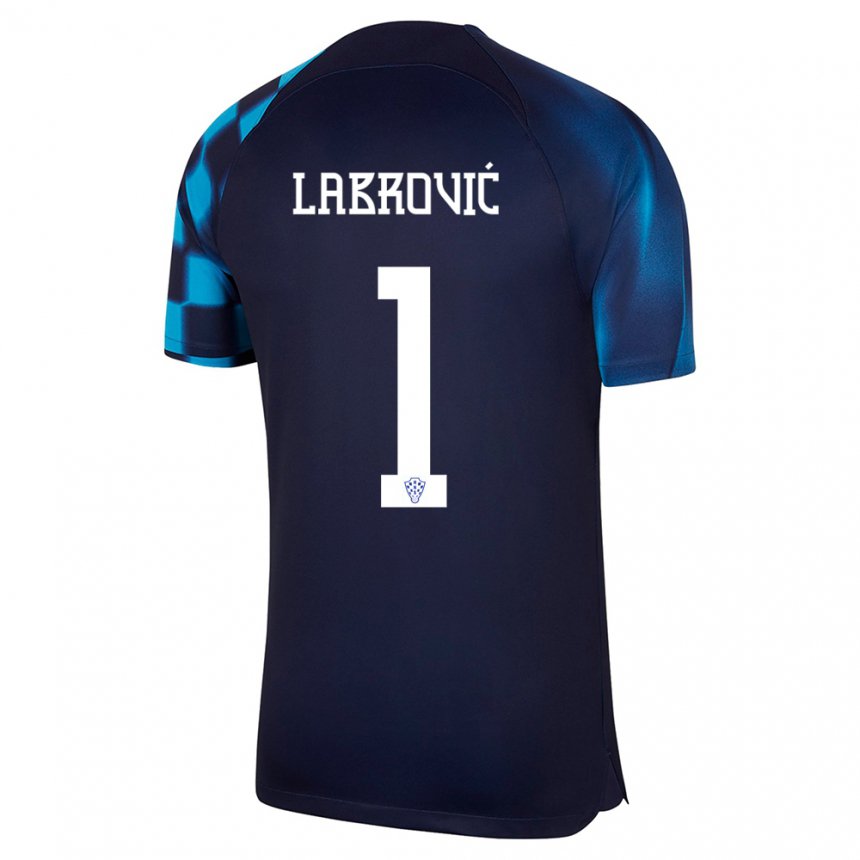 Hombre Camiseta Croacia Nediljko Labrovic #1 Azul Oscuro 2ª Equipación 22-24 La Camisa