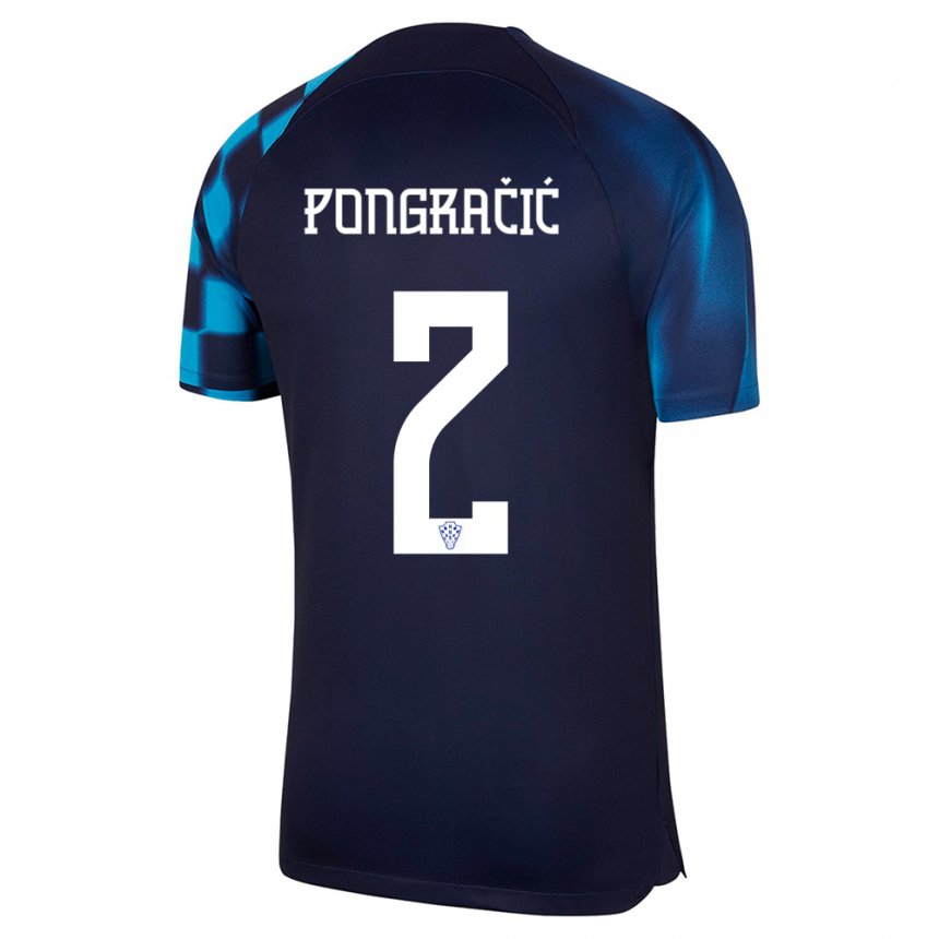 Hombre Camiseta Croacia Marin Pongracic #2 Azul Oscuro 2ª Equipación 22-24 La Camisa