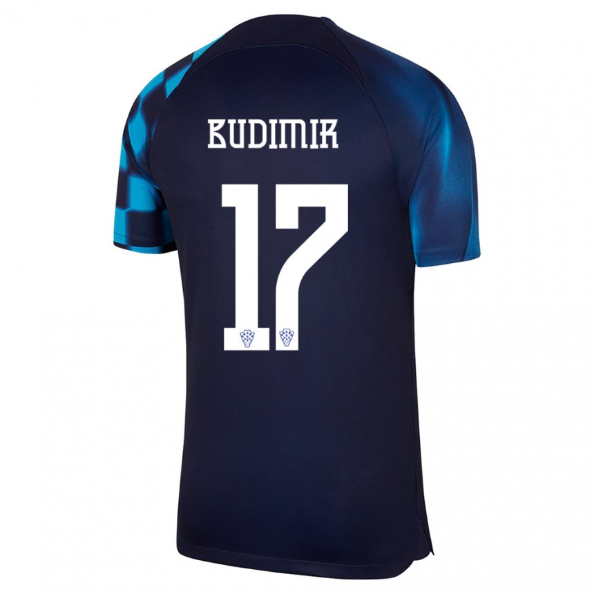 Hombre Camiseta Croacia Ante Budimir #17 Azul Oscuro 2ª Equipación 22-24 La Camisa