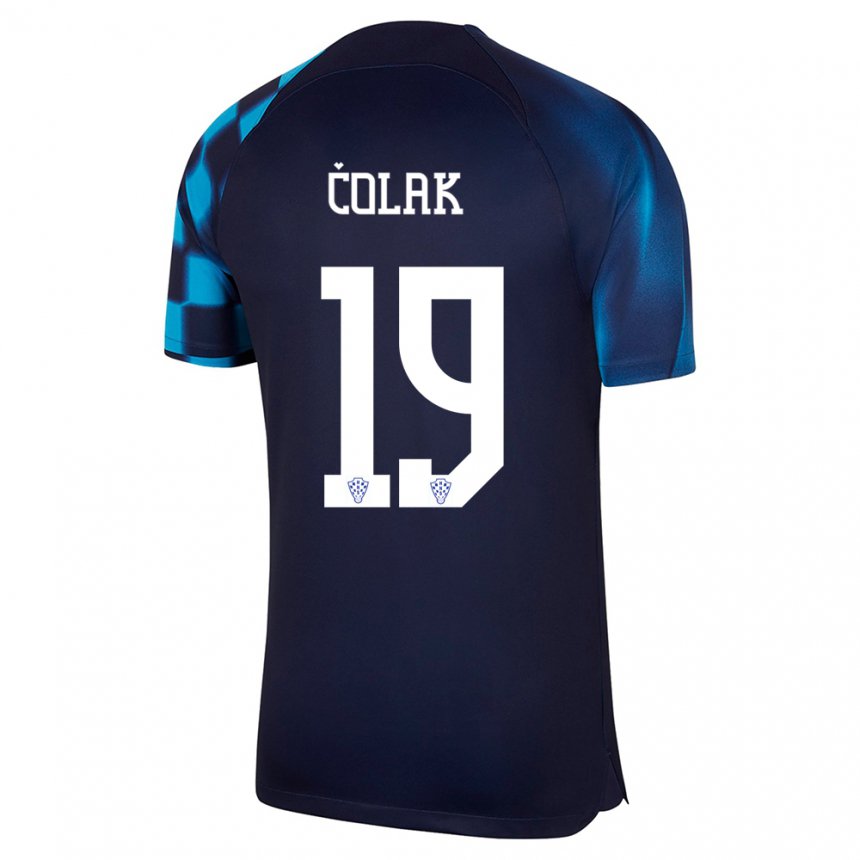 Hombre Camiseta Croacia Antonio Colak #19 Azul Oscuro 2ª Equipación 22-24 La Camisa