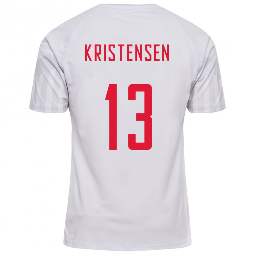 Hombre Camiseta Dinamarca Rasmus Kristensen #13 Blanco 2ª Equipación 22-24 La Camisa