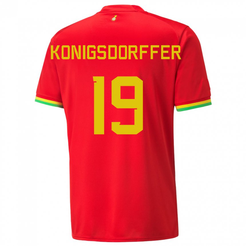 Hombre Camiseta Ghana Ransford-yeboah Konigsdorffer #19 Rojo 2ª Equipación 22-24 La Camisa