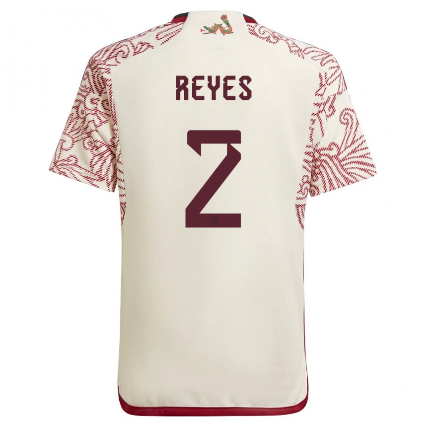 Hombre Camiseta México Luis Reyes #2 Maravilla Blanco Rojo 2ª Equipación 22-24 La Camisa
