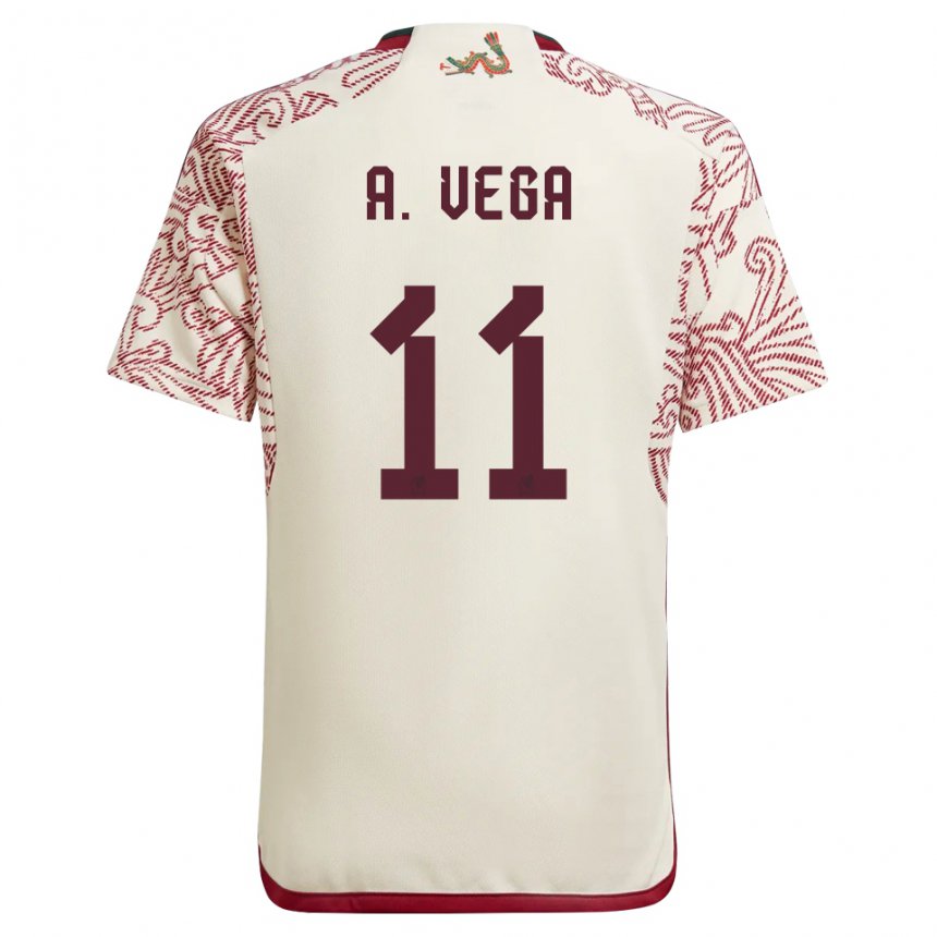 Hombre Camiseta México Alexis Vega #11 Maravilla Blanco Rojo 2ª Equipación 22-24 La Camisa