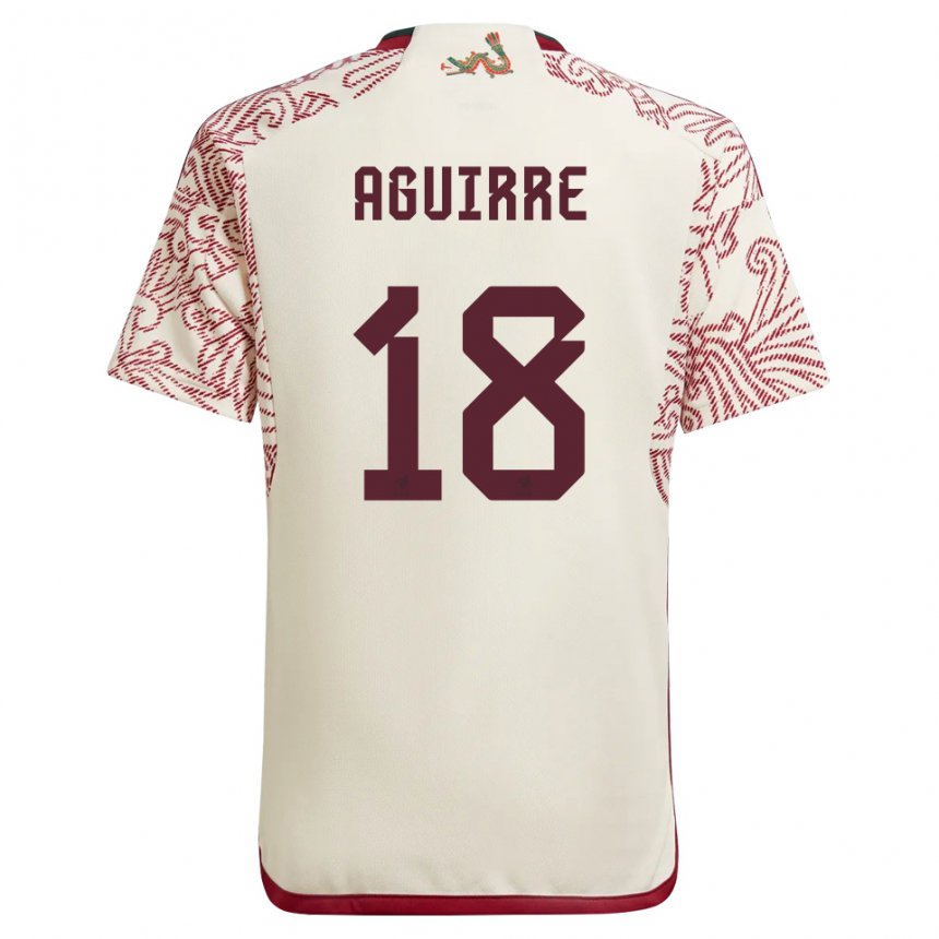 Hombre Camiseta México Eduardo Aguirre #18 Maravilla Blanco Rojo 2ª Equipación 22-24 La Camisa