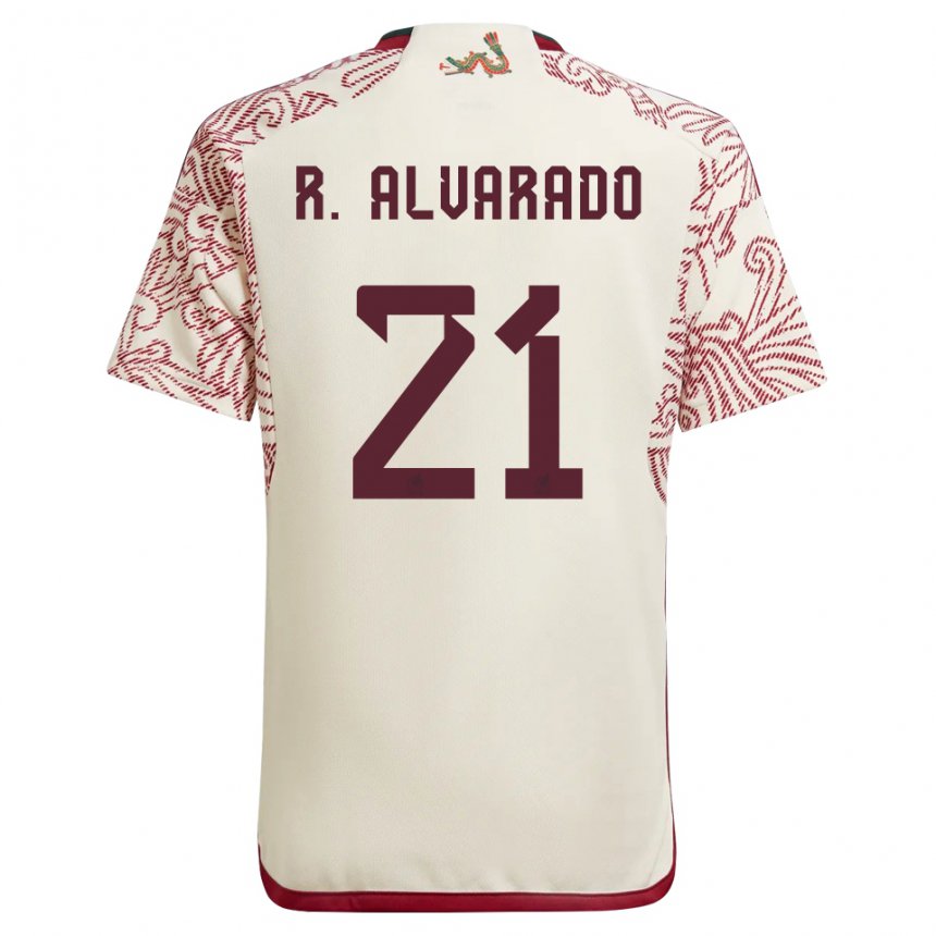 Hombre Camiseta México Roberto Alvarado #21 Maravilla Blanco Rojo 2ª Equipación 22-24 La Camisa