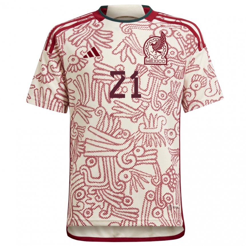 Hombre Camiseta México Roberto Alvarado #21 Maravilla Blanco Rojo 2ª Equipación 22-24 La Camisa