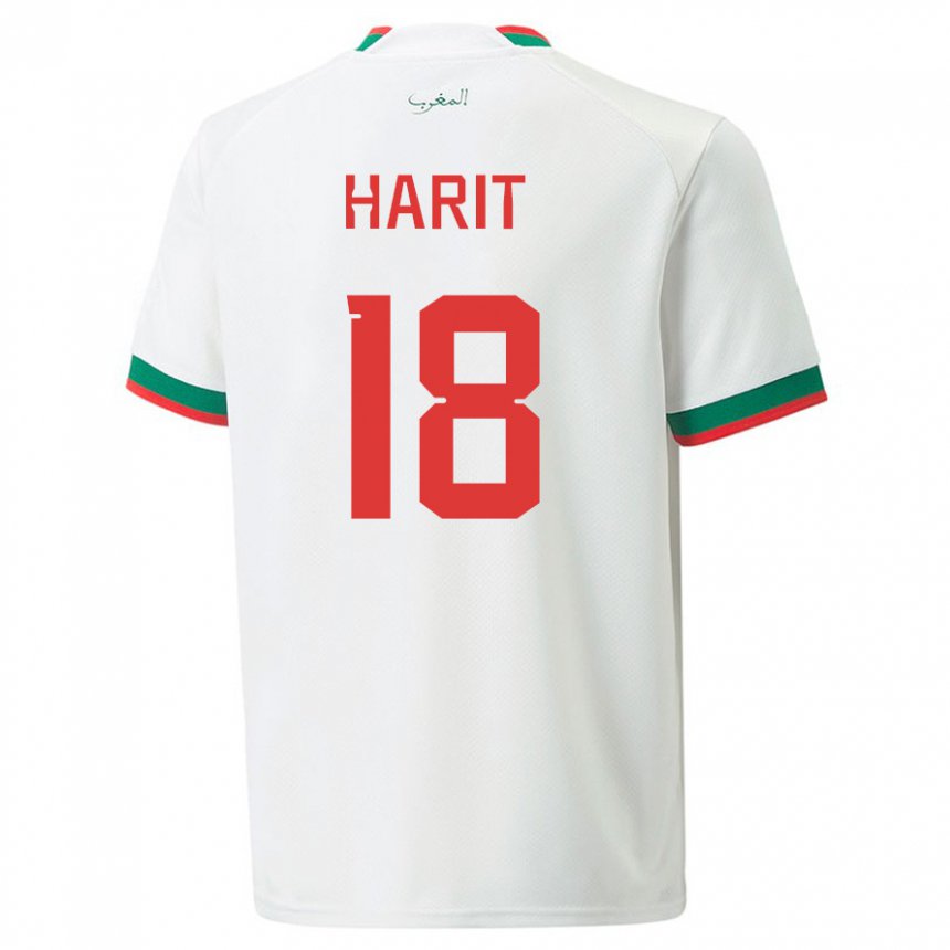 Hombre Camiseta Marruecos Amine Harit #18 Blanco 2ª Equipación 22-24 La Camisa