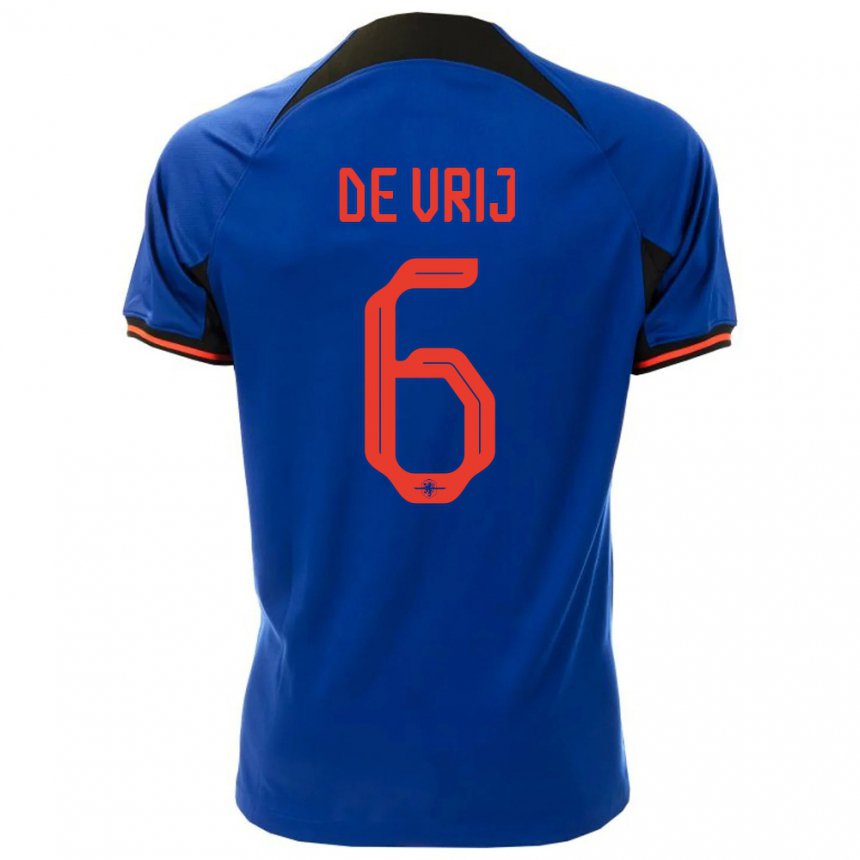 Hombre Camiseta Países Bajos Stefan De Vrij #6 Azul Real 2ª Equipación 22-24 La Camisa