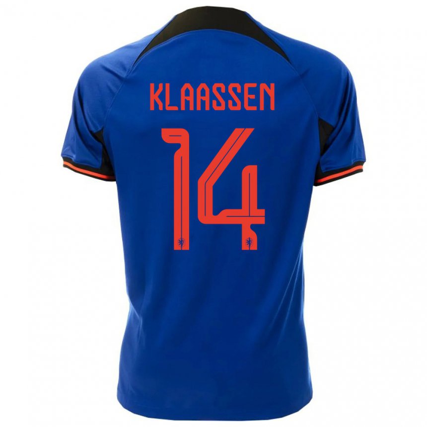 Hombre Camiseta Países Bajos Davy Klaassen #14 Azul Real 2ª Equipación 22-24 La Camisa