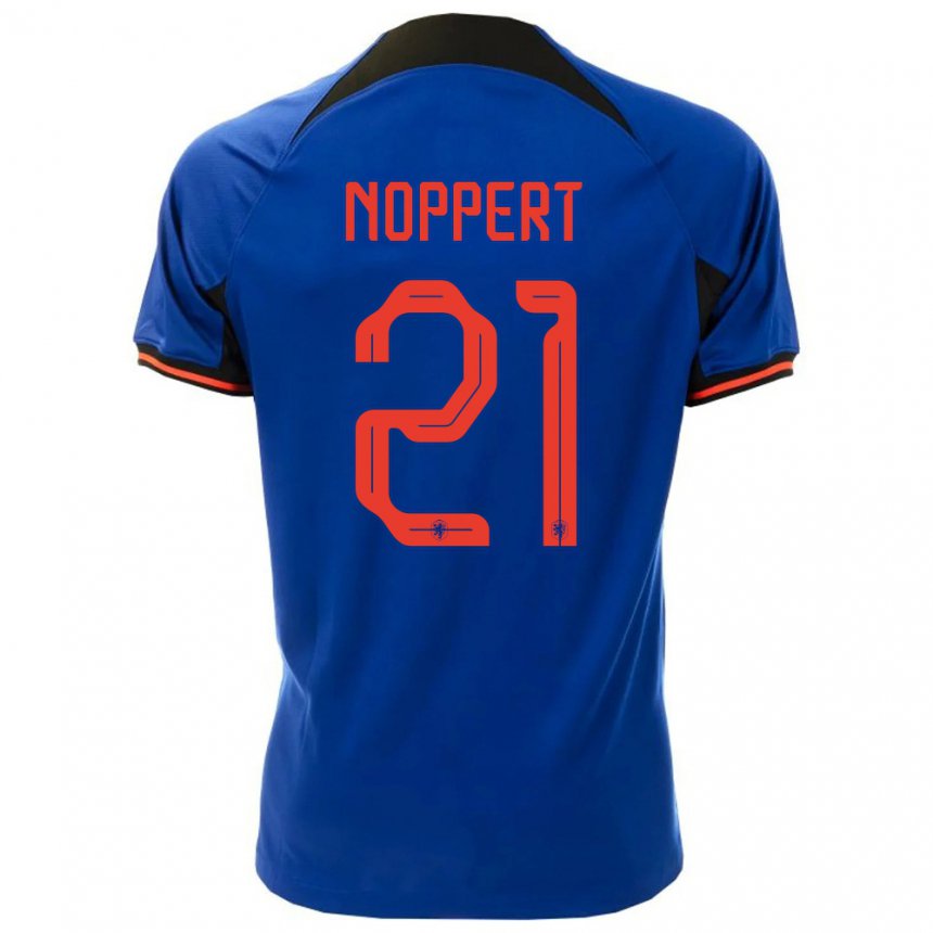 Hombre Camiseta Países Bajos Andries Noppert #21 Azul Real 2ª Equipación 22-24 La Camisa