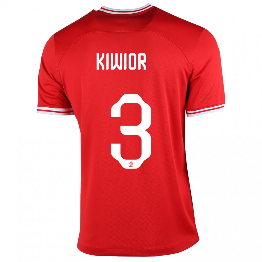 Hombre Camiseta Polonia Jakub Kiwior #3 Rojo 2ª Equipación 22-24 La Camisa