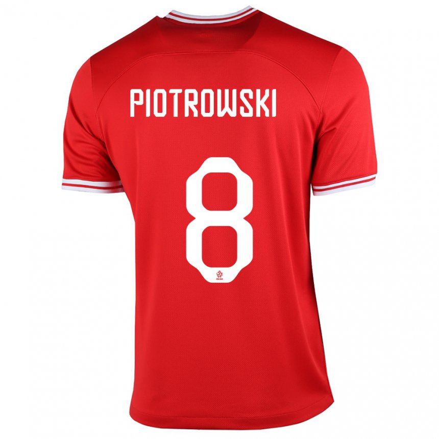 Hombre Camiseta Polonia Jakub Piotrowski #8 Rojo 2ª Equipación 22-24 La Camisa