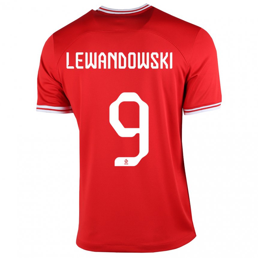 Hombre Camiseta Polonia Robert Lewandowski #9 Rojo 2ª Equipación 22-24 La Camisa