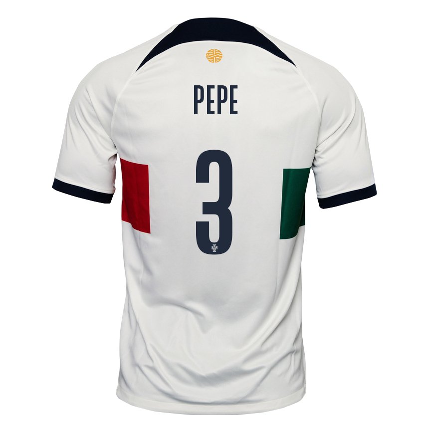 Hombre Camiseta Portugal Pepe #3 Blanco 2ª Equipación 22-24 La Camisa