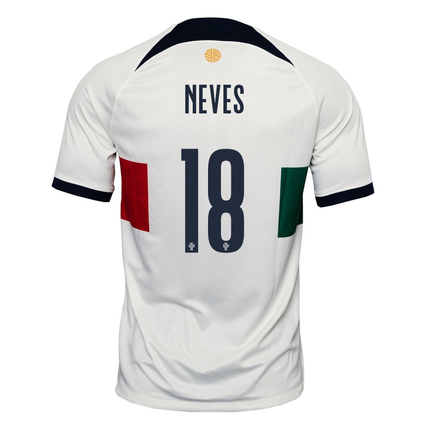 Hombre Camiseta Portugal Ruben Neves #18 Blanco 2ª Equipación 22-24 La Camisa