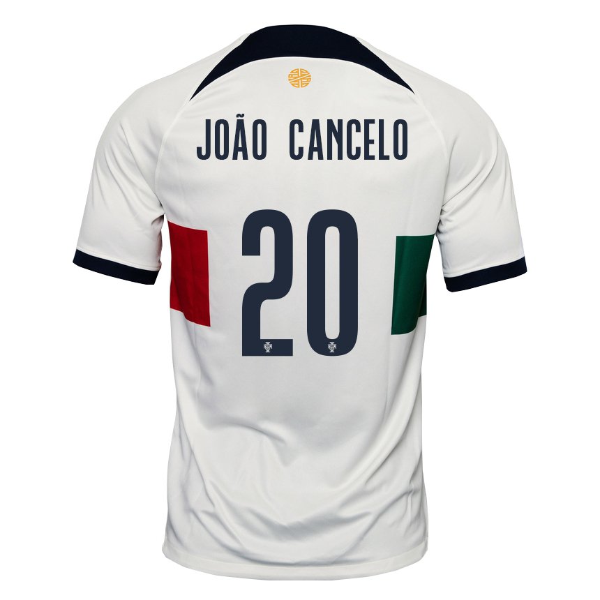 Hombre Camiseta Portugal Joao Cancelo #20 Blanco 2ª Equipación 22-24 La Camisa