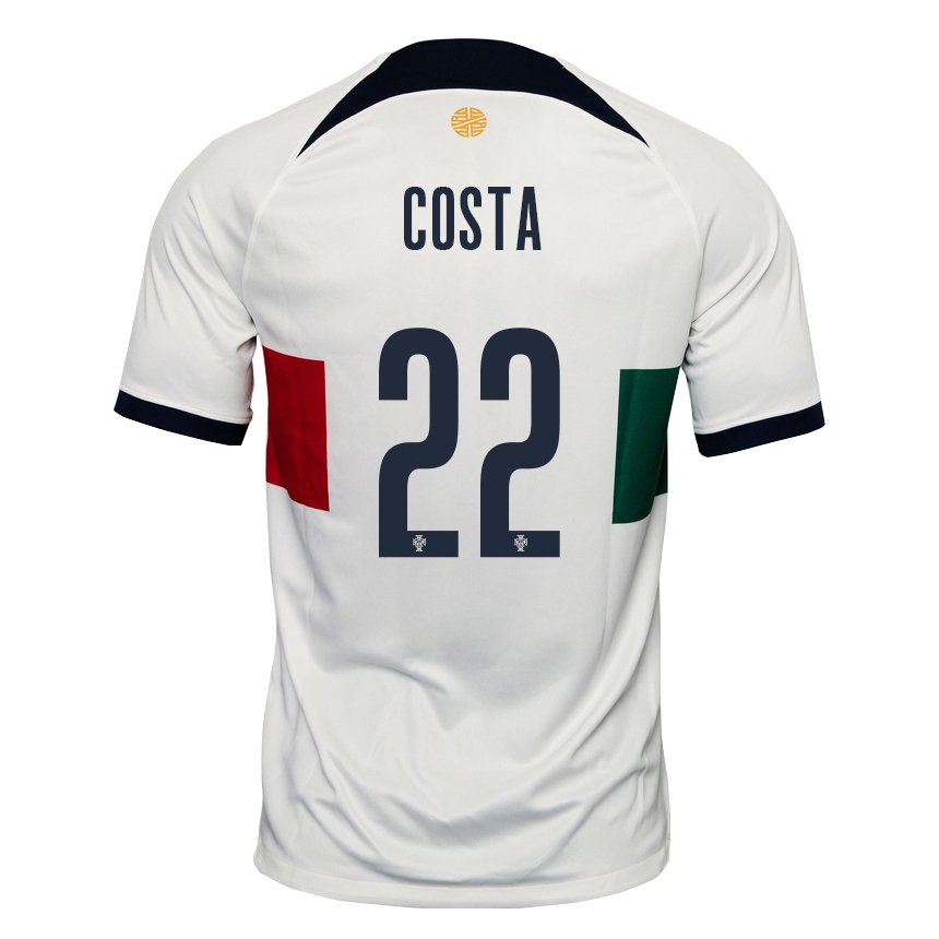 Hombre Camiseta Portugal Diogo Costa #22 Blanco 2ª Equipación 22-24 La Camisa