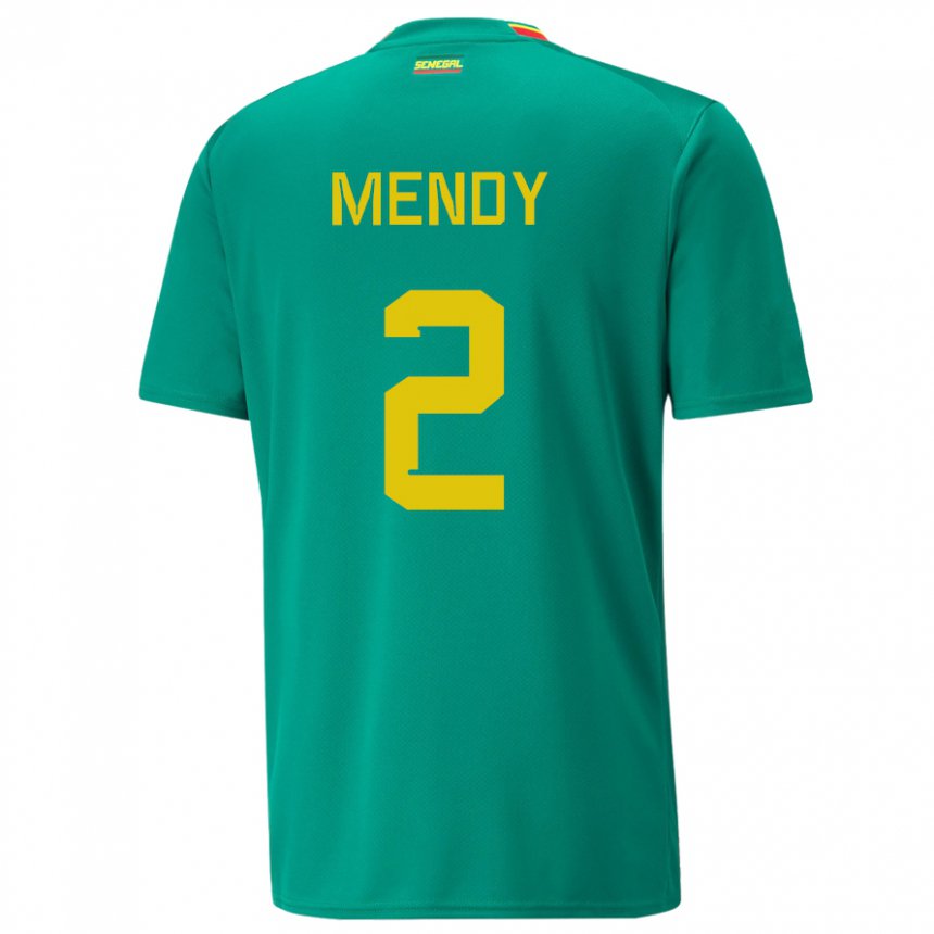 Hombre Camiseta Senegal Formose Mendy #2 Verde 2ª Equipación 22-24 La Camisa