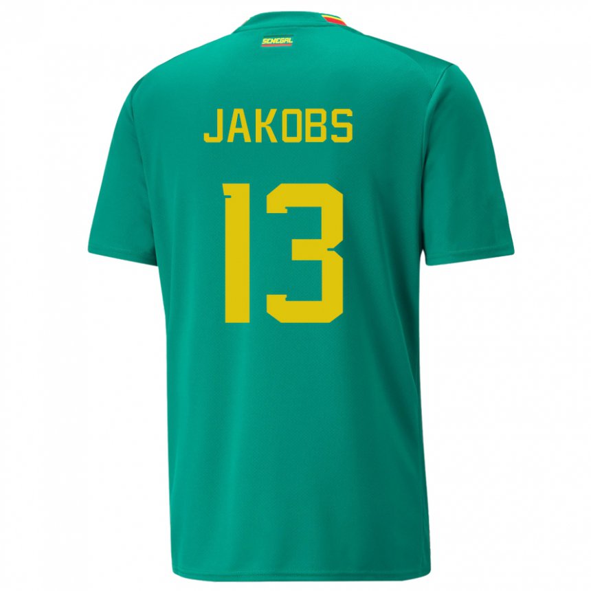 Hombre Camiseta Senegal Ismail Jakobs #13 Verde 2ª Equipación 22-24 La Camisa