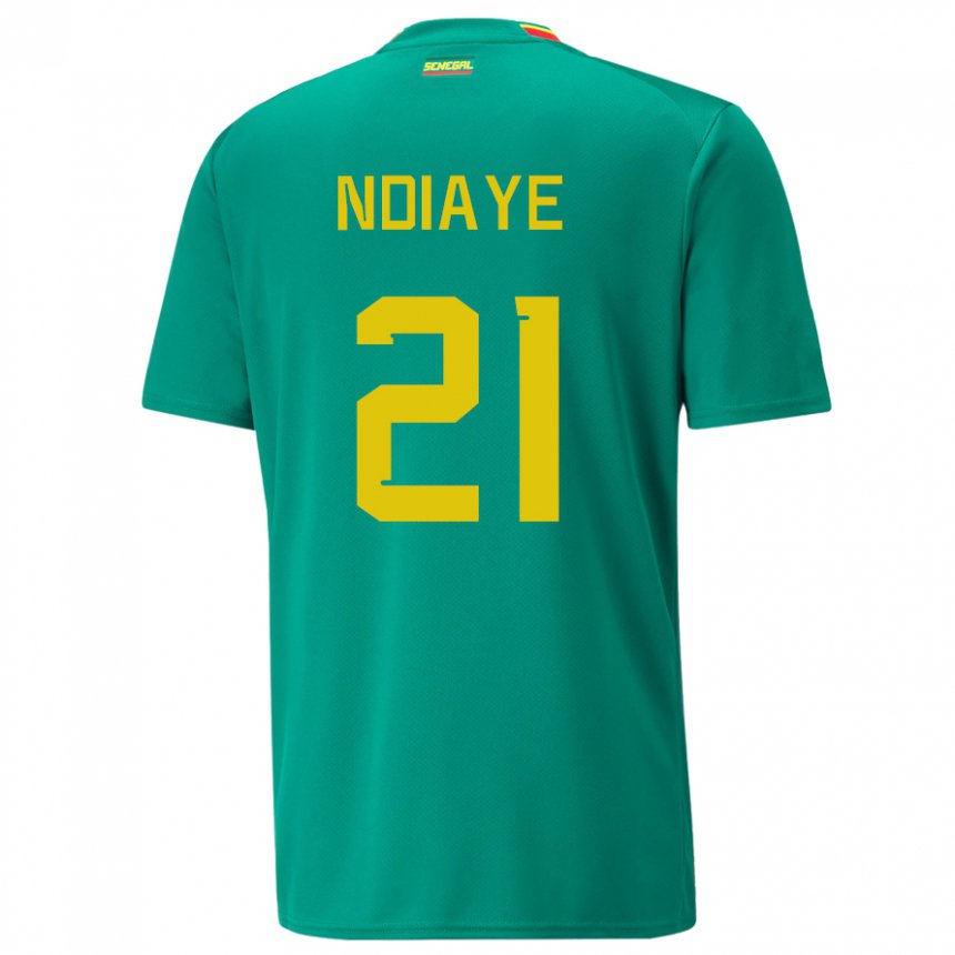 Hombre Camiseta Senegal Iliman Ndiaye #21 Verde 2ª Equipación 22-24 La Camisa