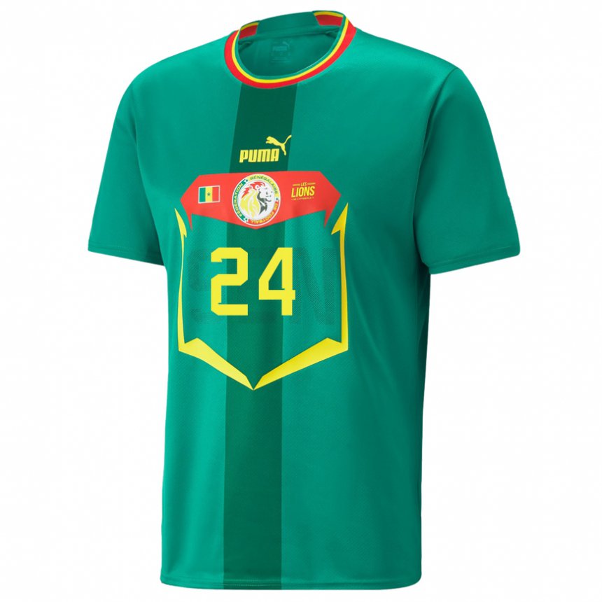 Hombre Camiseta Senegal Moustapha Name #24 Verde 2ª Equipación 22-24 La Camisa