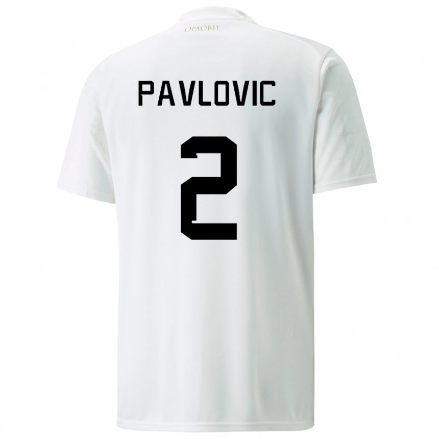 Hombre Camiseta Serbia Strahinja Pavlovic #2 Blanco 2ª Equipación 22-24 La Camisa