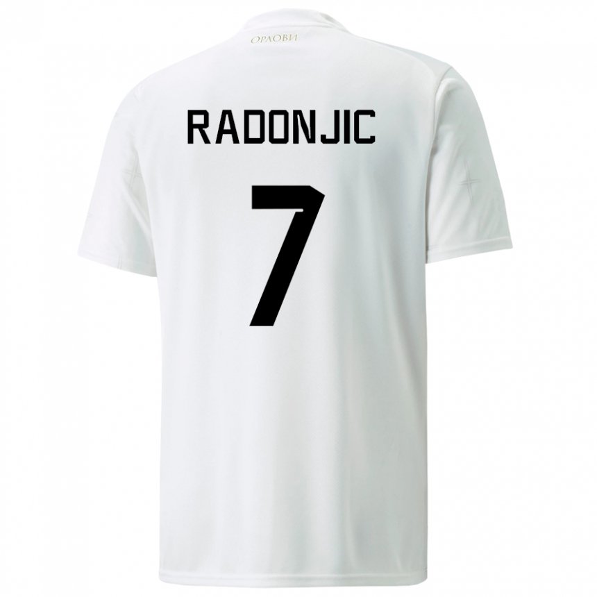 Hombre Camiseta Serbia Nemanja Radonjic #7 Blanco 2ª Equipación 22-24 La Camisa