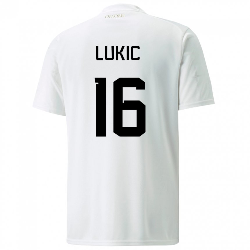 Hombre Camiseta Serbia Sasa Lukic #16 Blanco 2ª Equipación 22-24 La Camisa