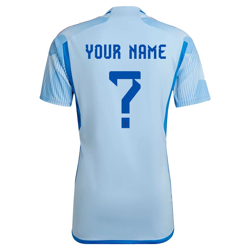 Hombre Camiseta España Su Nombre #0 Cielo Azul 2ª Equipación 22-24 La Camisa