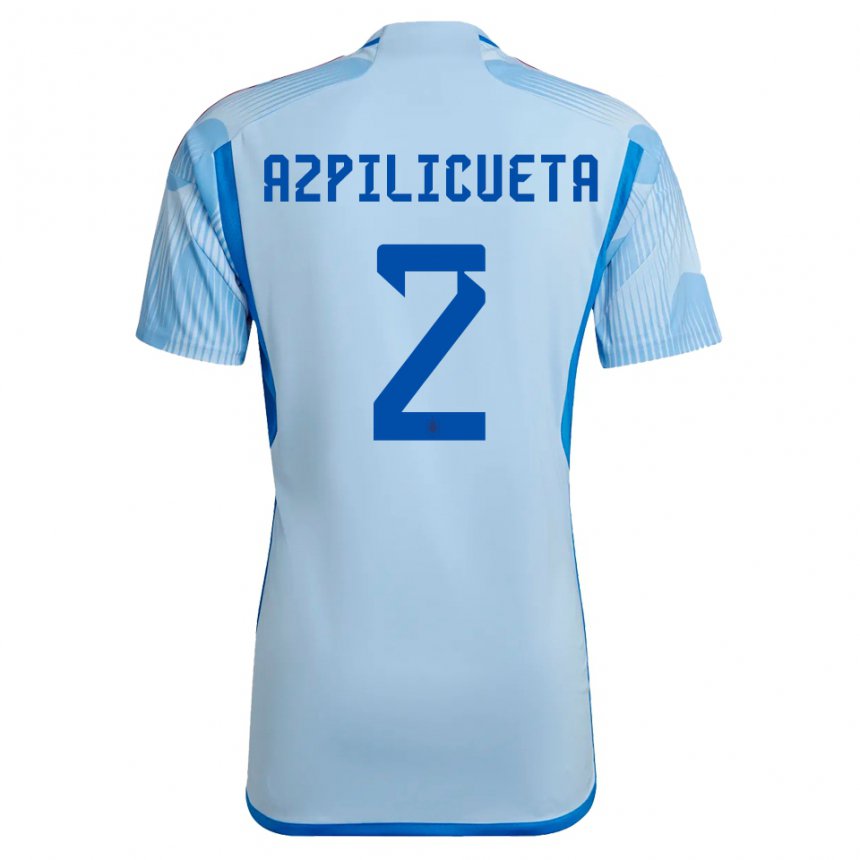 Hombre Camiseta España Cesar Azpilicueta #2 Cielo Azul 2ª Equipación 22-24 La Camisa