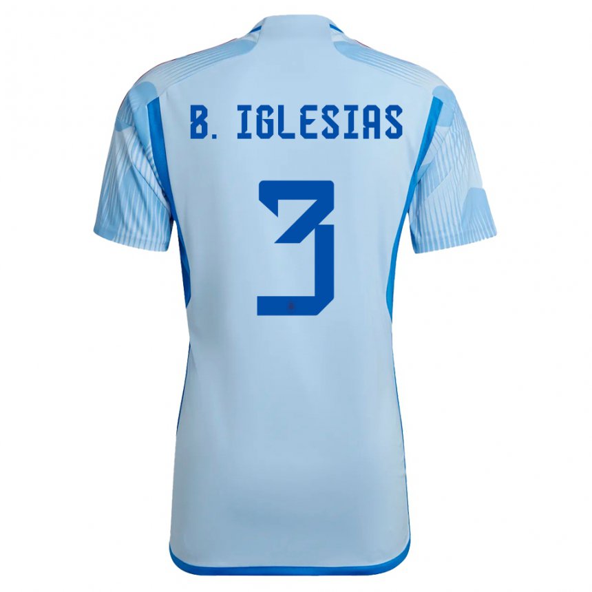 Hombre Camiseta España Borja Iglesias #3 Cielo Azul 2ª Equipación 22-24 La Camisa