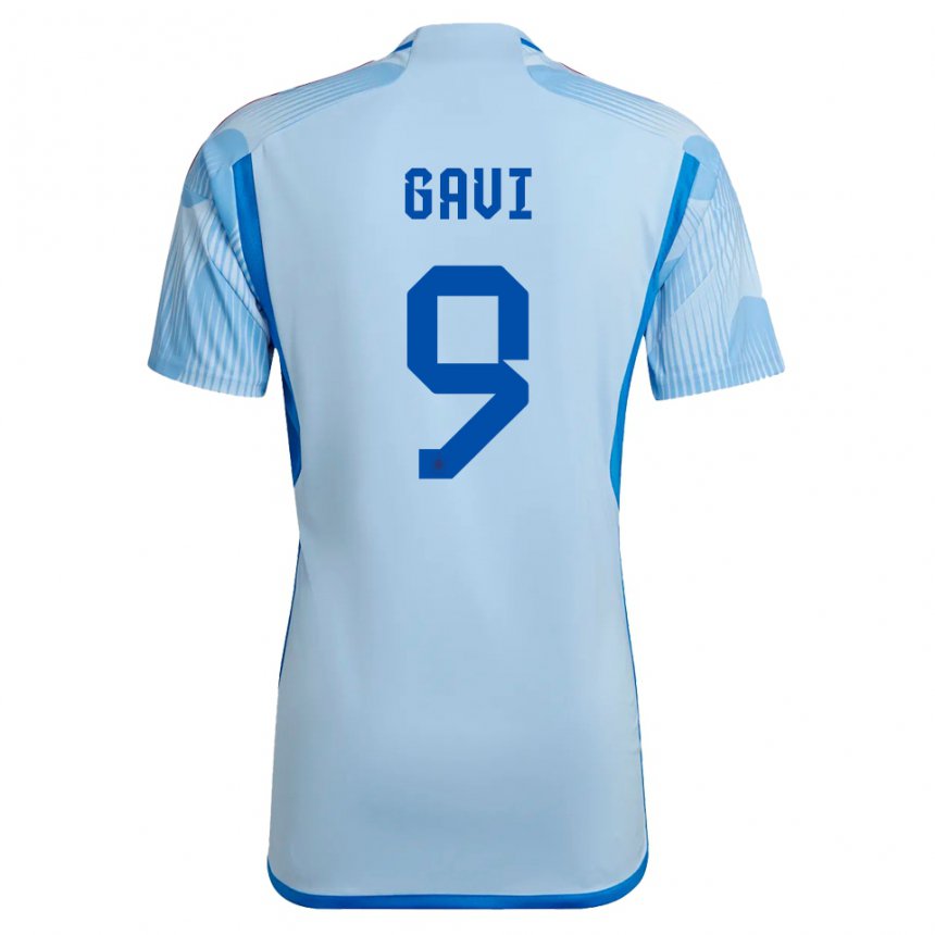 Hombre Camiseta España Gavi #9 Cielo Azul 2ª Equipación 22-24 La Camisa
