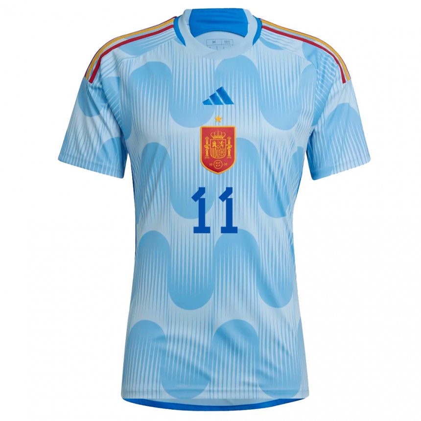 Hombre Camiseta España Ferran Torres #11 Cielo Azul 2ª Equipación 22-24 La Camisa