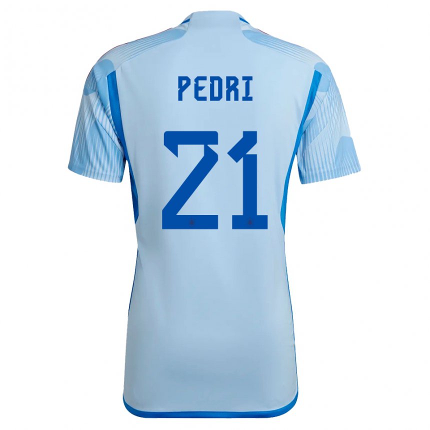 Hombre Camiseta España Pedri #21 Cielo Azul 2ª Equipación 22-24 La Camisa