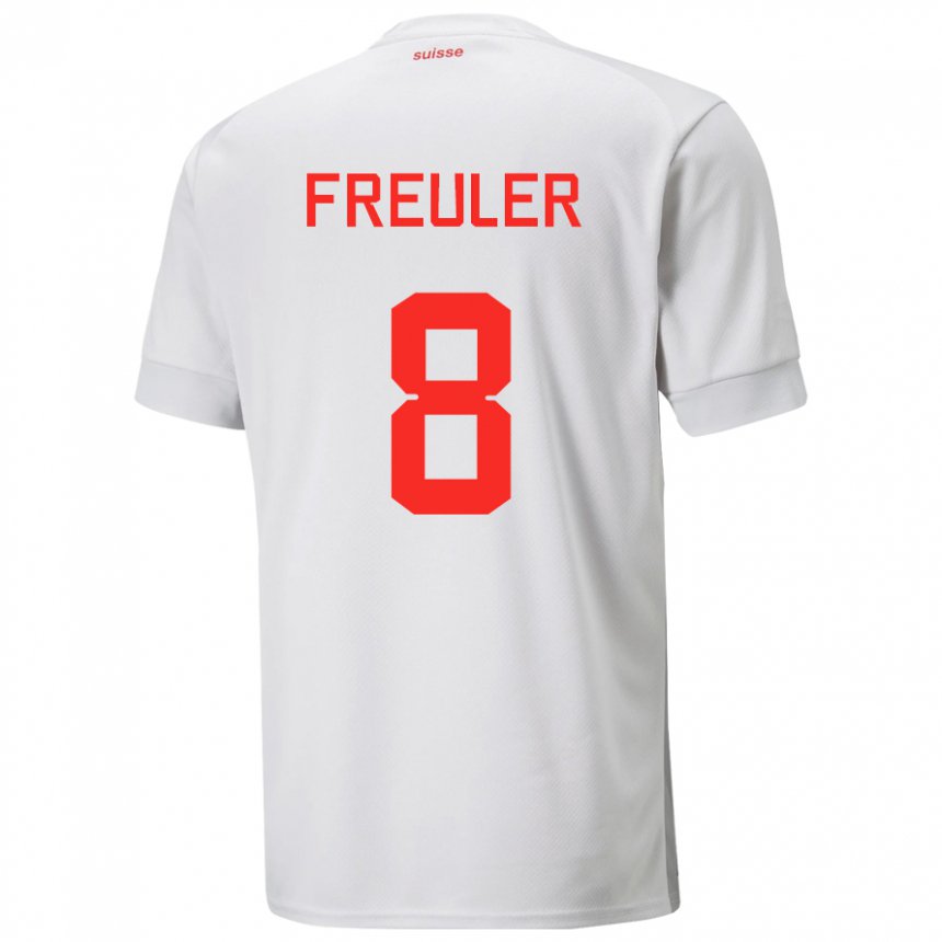 Hombre Camiseta Suiza Remo Freuler #8 Blanco 2ª Equipación 22-24 La Camisa