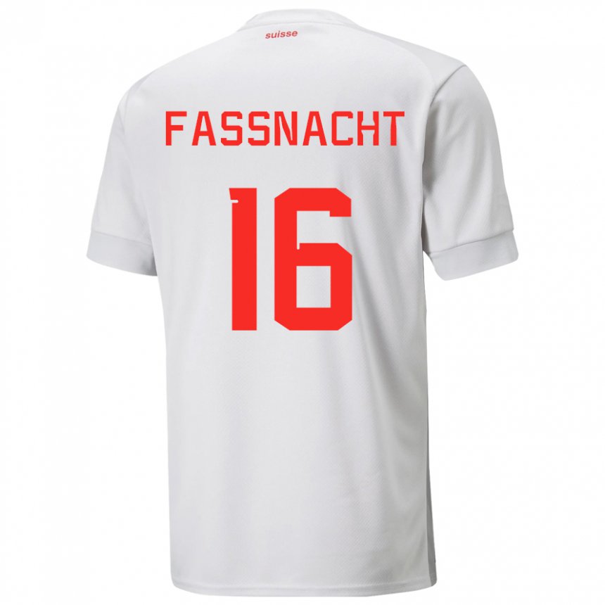 Hombre Camiseta Suiza Christian Fassnacht #16 Blanco 2ª Equipación 22-24 La Camisa