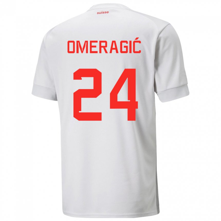 Hombre Camiseta Suiza Becir Omeragic #24 Blanco 2ª Equipación 22-24 La Camisa