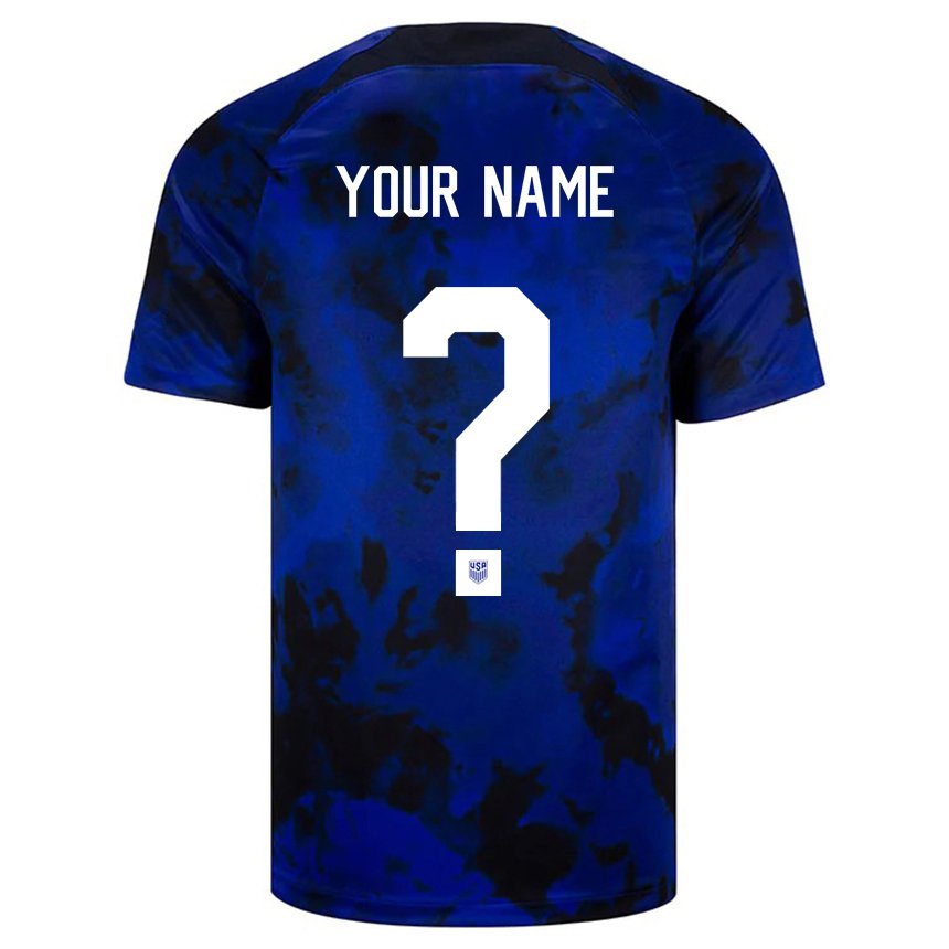Hombre Camiseta Estados Unidos Su Nombre #0 Azul Real 2ª Equipación 22-24 La Camisa