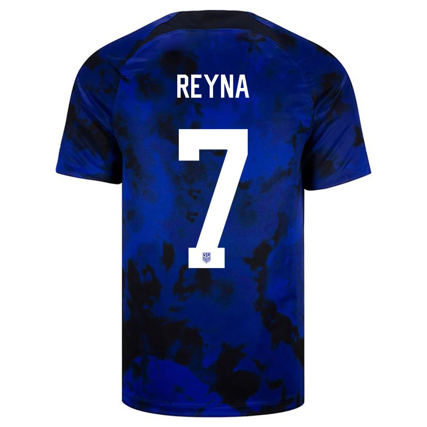 Hombre Camiseta Estados Unidos Giovanni Reyna #7 Azul Real 2ª Equipación 22-24 La Camisa