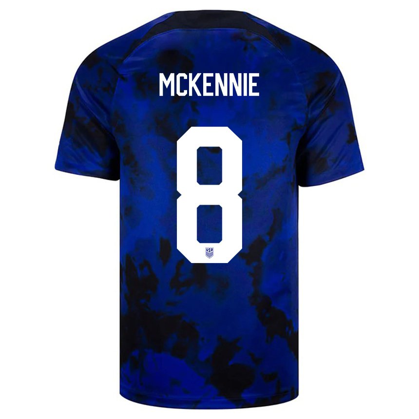 Hombre Camiseta Estados Unidos Weston Mckennie #8 Azul Real 2ª Equipación 22-24 La Camisa