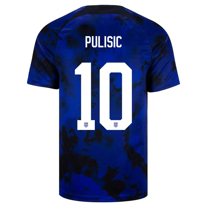 Hombre Camiseta Estados Unidos Christian Pulisic #10 Azul Real 2ª Equipación 22-24 La Camisa