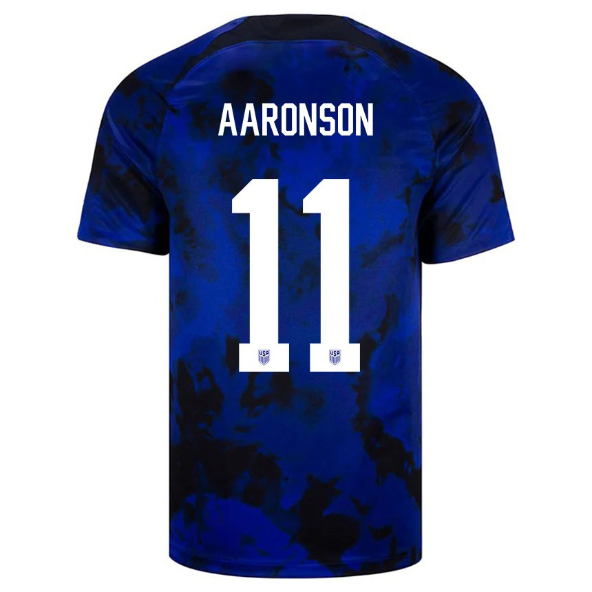 Hombre Camiseta Estados Unidos Brenden Aaronson #11 Azul Real 2ª Equipación 22-24 La Camisa