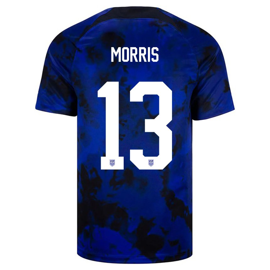 Hombre Camiseta Estados Unidos Jordan Morris #13 Azul Real 2ª Equipación 22-24 La Camisa