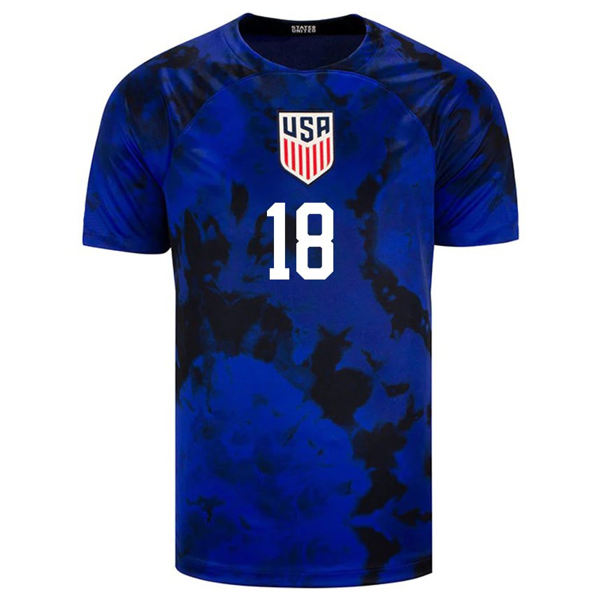Hombre Camiseta Estados Unidos Ricardo Pepi #18 Azul Real 2ª Equipación 22-24 La Camisa