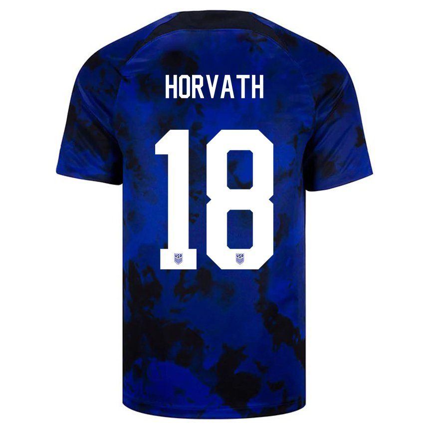 Hombre Camiseta Estados Unidos Ethan Horvath #18 Azul Real 2ª Equipación 22-24 La Camisa